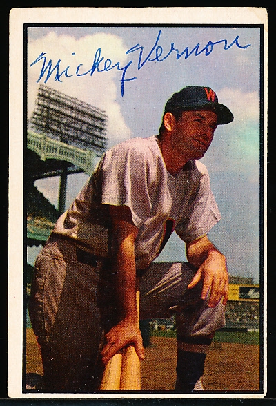 Autographed 1953 Bowman Color Bsbl. #159 Mickey Vernon, Senators