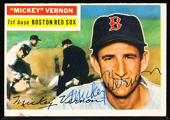Autographed 1956 Topps Bsbl. #228 Mickey Vernon, Red Sox