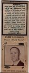 1935-36 Diamond Matchbook- Hockey- Tan Series 4- Clem Loughlin, Chicago Black Hawks