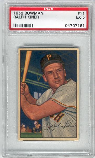 1952 Bowman Bb- #11 Ralph Kiner- Pirates- PSA Ex 5 