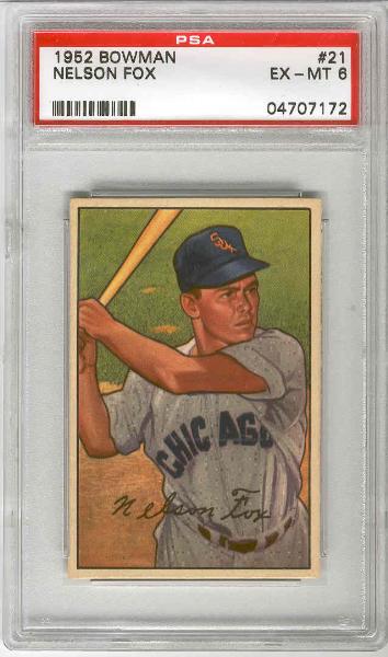 1952 Bowman Bb- #21 Nellie Fox- White Sox- PSA Ex-Mt 6 