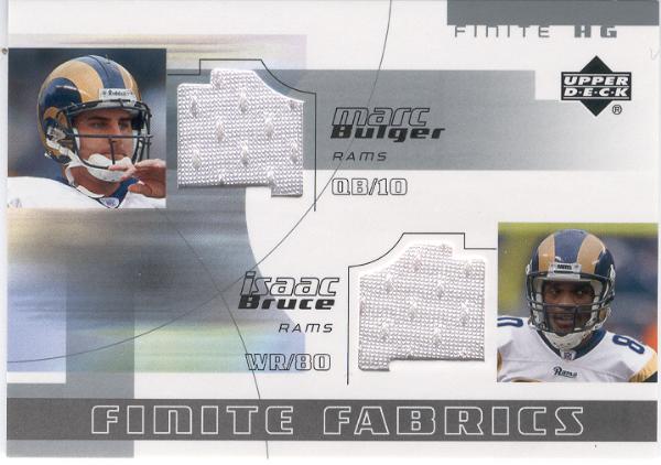 2004 Upper Deck Finite HG Ftbl.- "Fabrics Duals"- #FF2-BB Marc Bulger/ Isaac Bruce- Rams