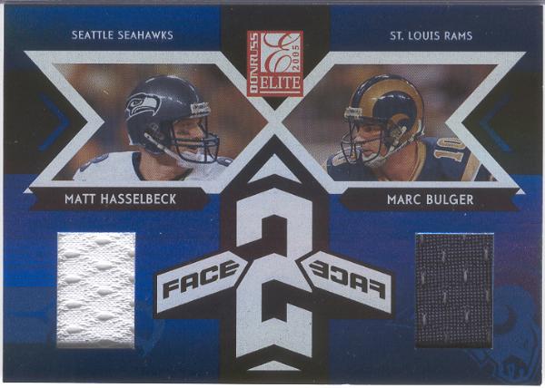 2005 Donruss Elita Ftbl.- "Face 2 Face Jerseys"- #CB14 Matt Hasselbeck/ Marc Bulger- #61/250