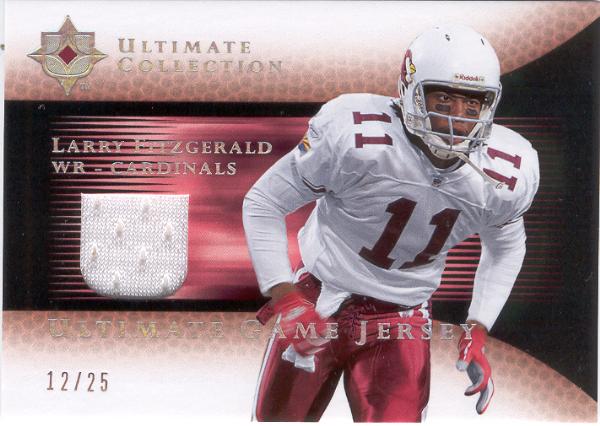 2005 Ultimate Collection Ftbl.- "Game Jersey Platinum"- #GJ-LF Larry Fitzgerald, Cardinals- #12 of 25 Made! 