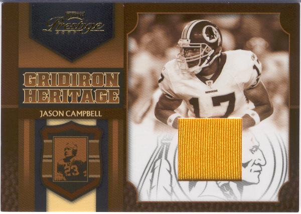 2007 Playoff Prestige Ftbl.- "Gridiron Heritage Relics"- #GH26 Jason Campbell, Redskins