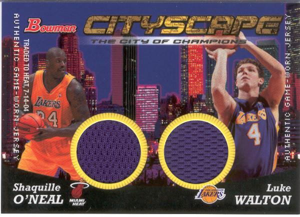 2004/05 Bowman Bskt.- "Cityscape Relics"- #CS-OWA Shaquille O`Neal/ Luke Walton- Lakers