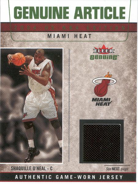 2004/05 Fleer Genuine Bskt.- "Genuine Article Game Used"- #GA/SO Shaquille O`Neal, Heat