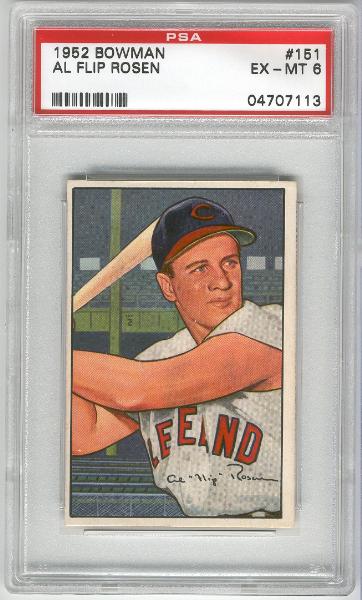 1952 Bowman Bb- #151 Al Flip Rosen, Indians- PSA Ex-Mt 6 