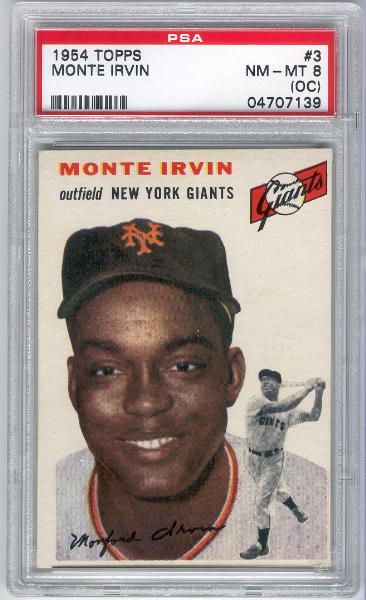 1954 Topps Bb- #3 Monte Irvin, Giants- PSA Nm-Mt 8 (OC)