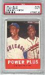 1963 Topps Baseball- #142 Power Plus- Ernie Banks/Hank Aaron- PSA Nm 7 