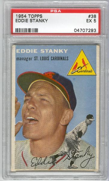 1954 Topps Bb- #38 Eddie Stanky, Cards- PSA Ex 5 