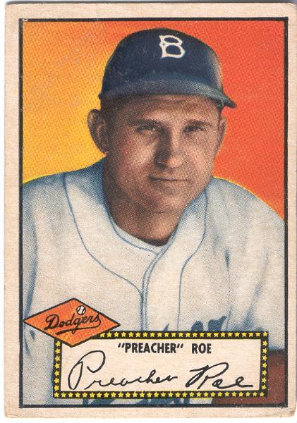 1952 Topps Bb- #66 Preacher Roe, Dodgers