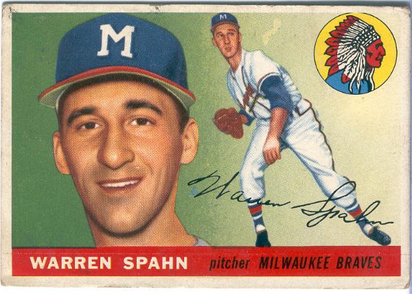 1955 Topps Bb- #21 Warren Spahn, Braves