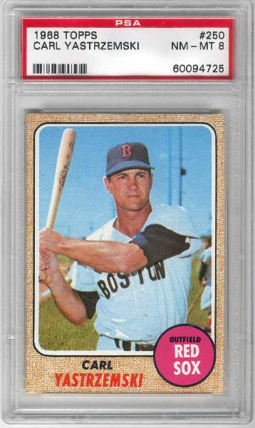 1968 Topps Baseball- #250 Carl Yastrzemski- PSA Nm-Mt 8 