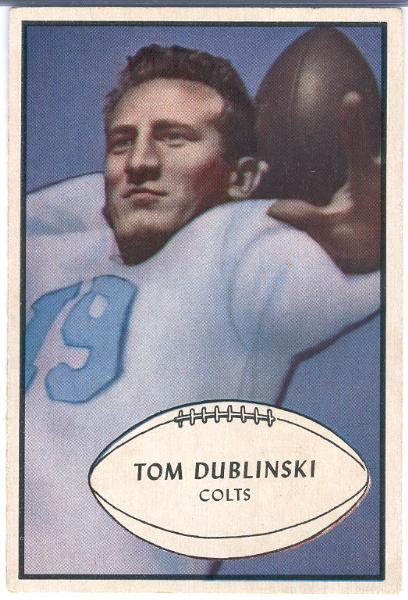 1953 Bowman Fb- #91 Tom Dublinski, Colts