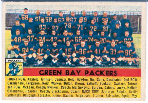 1956 Topps Fb- #7 Green Bay Packers