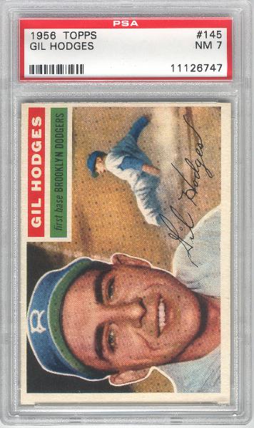 1956 Topps Baseball- #145 Gil Hodges, Dodgers- PSA NM 7 