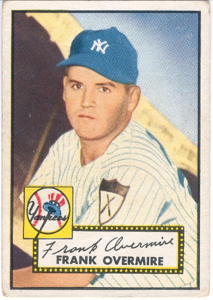 1952 Topps Bb- #155 Frank Overmire, Yankees
