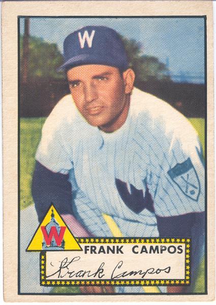 1952 Topps Bb- #307 Frank Campos, Washington