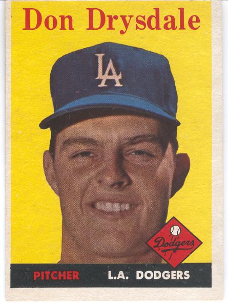 1958 Topps Bb- #25 Don Drysdale, Dodgers