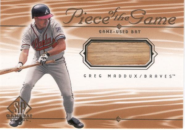 2001 SP Game Bat Edition Bb- "Piece of the Game"- #GM Greg Maddux, Braves