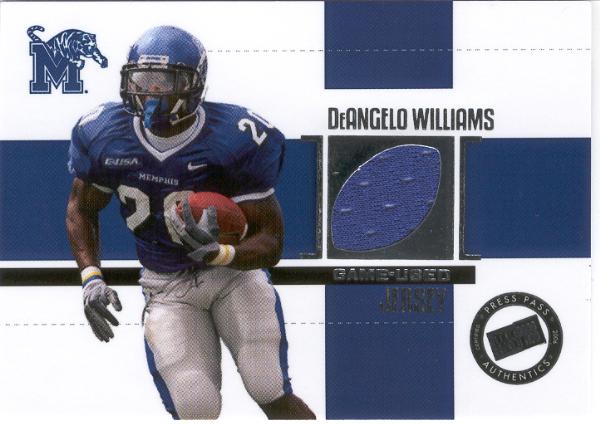 2006 Press Pass SE Ftbl.- "Game Used Jerseys Silver"- #JC/DW DeAngelo Williams, Memphis