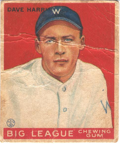 1933 World Wide Gum Bb- #8 Dave Harris, Senators