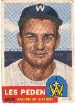 1953 Topps Bb - #256 Les Peden, Washington- Hi # 