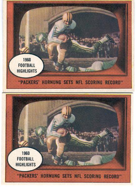 1961 T Fb- #38 Hornung Play- 2 Cards