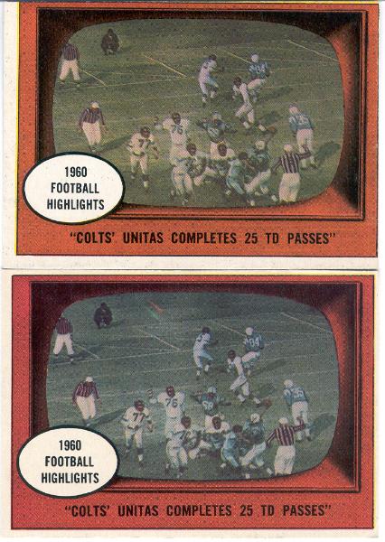 1961 T Fb- #57 Colts Unitas Play- 2 Cards