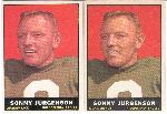 1961 T Fb- #95 Sonny Jurgenson, Eagles- 2 Cards