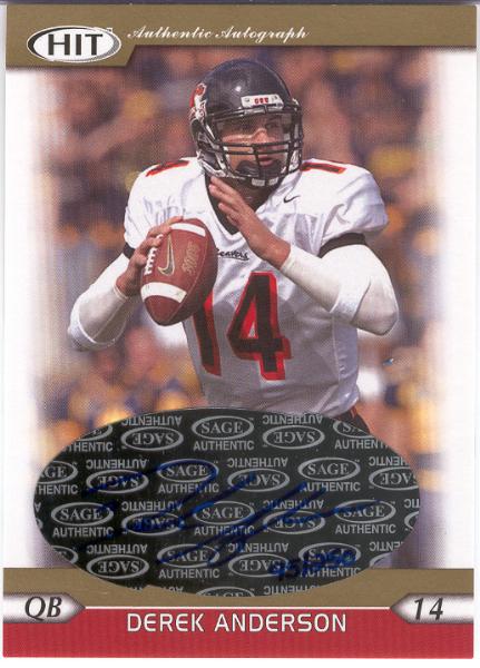 2005 Sage Hit Ftbl.- "Autographs Gold"- #A34 Derek Anderson, Oregon St.- #95/250