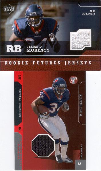 2005 Verand Morency(Texans) Jersey Cards- 2 Diff