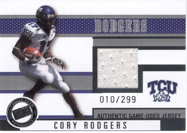 2006 Press Pass Ftbl.- "Game Used Jerseys Silver"- #JC/CR Cory Rodgers, TCU- #10/299