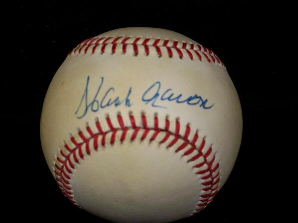 Hank Aaron Autographed Official NL Giamatti Baseball