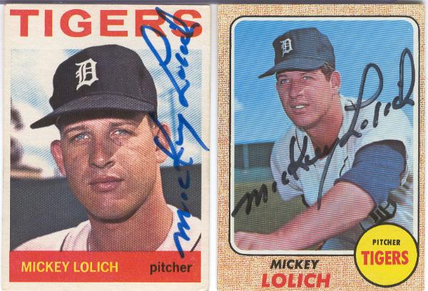 Mickey Lolich- 2 Autographed Cards