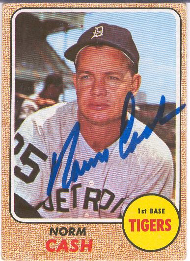 1968 Topps #256 Norm Cash- Autographed!