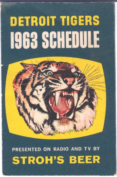 1963 Detroit Tigers Stroh’s Beer Schedule
