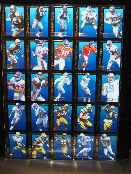 1996 Presidents Reserve Football- 2 Uncut 25-Card Sheets(1 with Favre!)