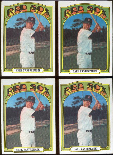 1972 T Bb- #37 Carl Yastrzemski- 4 Cards