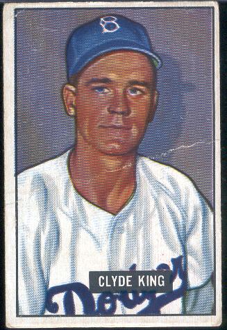 1951 Bow Bb- Hi#- #299 Clyde King, Dodgers