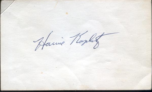 Howie Koplitz Autographed 3 x 5" Card