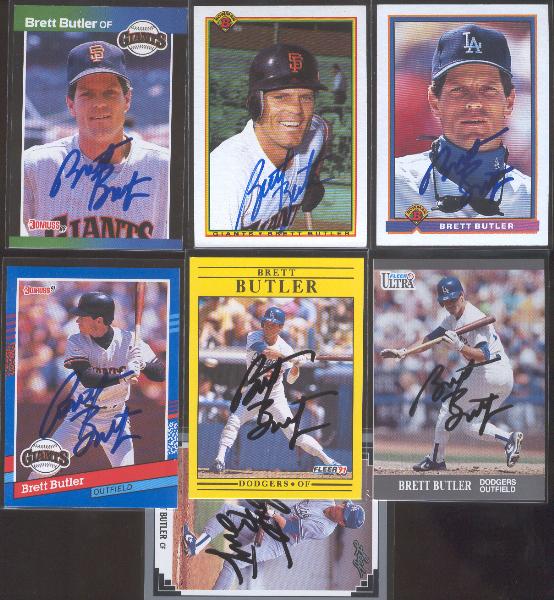 Brett Butler- 7 Diff. Autographed Cards