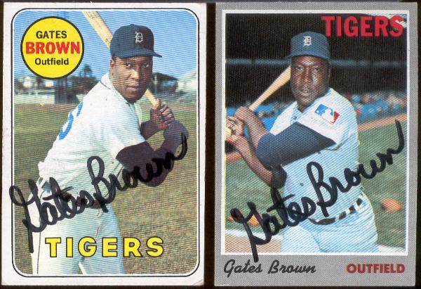 1969-70 Topps Bsbl. Autographed Cards of Gates Brown