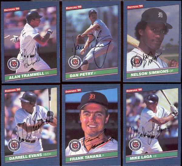 1986 Donruss/Donruss “The Rookies” Bsbl.- Detroit Tigers Autographed Cards- 8 Diff.