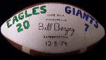 12/8/1974 Bill Bergey “Game Ball” from the Philadelphia Eagles v. New York Giants game won by Philadelphia 20-7