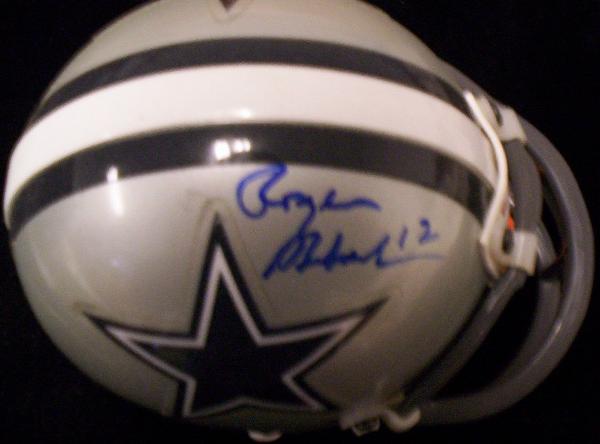 Dallas Cowboys Football Mini Helmet Autographed by Roger Staubach