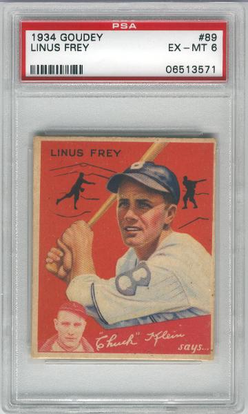 1934 Goudey Bb- #89 Linus Frey, Dodgers- PSA Ex-Mt 6 – Hi#