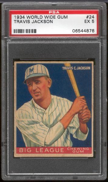 1934 World Wide Gum- #24 Travis Jackson, Giants- PSA Ex 5 