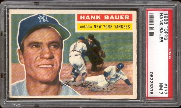 1956 Topps Baseball- #177 Hank Bauer, Yankees- PSA NM 7 